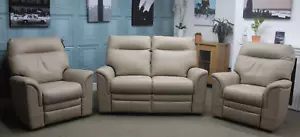 PARKER KNOLL HUDSON 2 STATIC SEATER SOFA & PAIR ELECTRIC-LUMBER CHAIRS, LEATHER - Picture 1 of 13