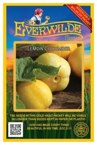 100 Lemon Cucumber Seeds - Everwilde Farms Mylar Seed Packet - Picture 1 of 3