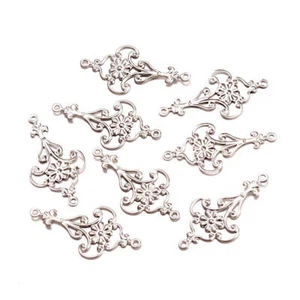 10 Stainless Steel Flower Connector Two Sided Pendant Too Cute - MT491 - Picture 1 of 2