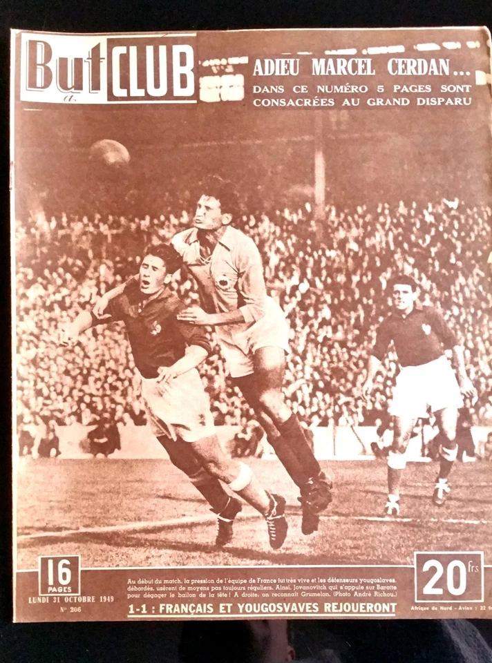 But et Club du 31/10/1949; Adieu Marcel Cerdan; 5 pages spécial - Photo 1/1
