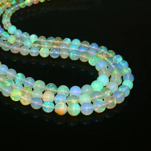 4x6mm +++Opale etiope naturale blu fuoco pietre preziose rotonde filo 16" - Foto 1 di 9
