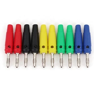 10Pcs Brass Nickel-Plated 4mm Male Stackable Screw Type Banana Plug Connector - Picture 1 of 14