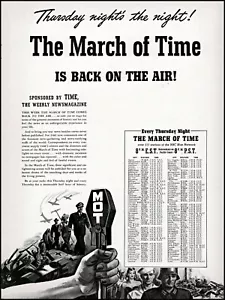 1941 Segunda Guerra Mundial March of Time NBC Blue Network Programa de radio anuncio impreso de arte de colección adl31 - Imagen 1 de 1