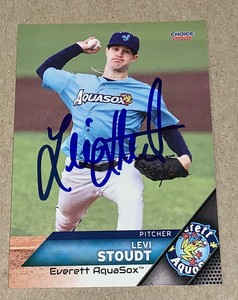 Levi Stoudt SIGNED 2021 Everett AquaSox Team Card RC Auto Cincinnati Reds