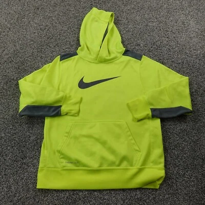 Nike Sudadera con Capucha Niños L Amarillo Centro Swoosh Thermafit Sudadera Suéter Jóvenes Niños Foto 1 de 4