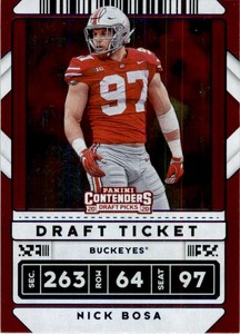 2020 Panini Contenders Draft Picks Draft Ticket Blue Foil #75 Nick Bosa