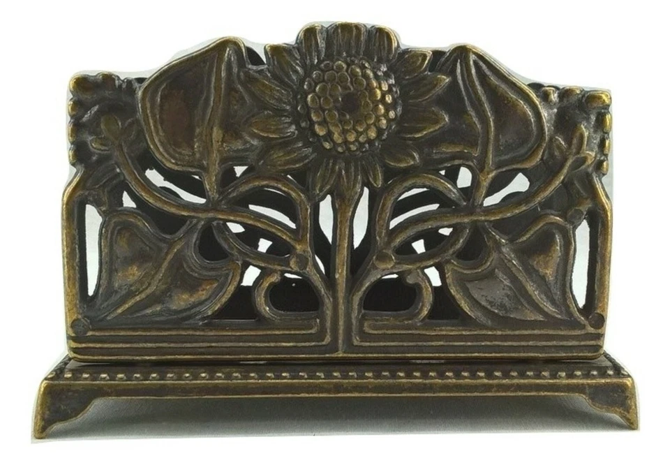 Portatovaglioli in ottone brunito girasoli da cucina tavolo centrotavola casa - Immagine 1 di 3