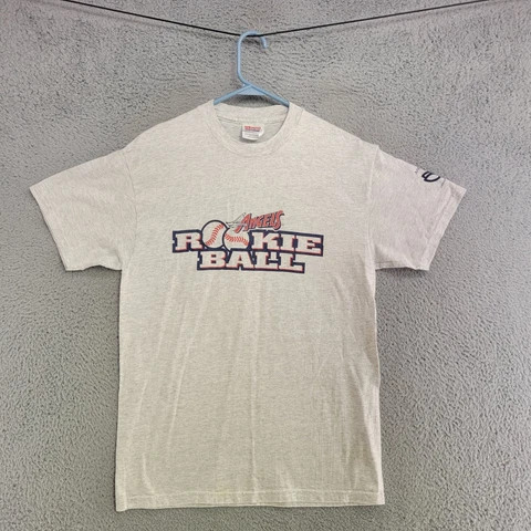 Vintage Anaheim Angels Shirt Mens M Medium Light Gray T Shirt MLB Baseball Cover