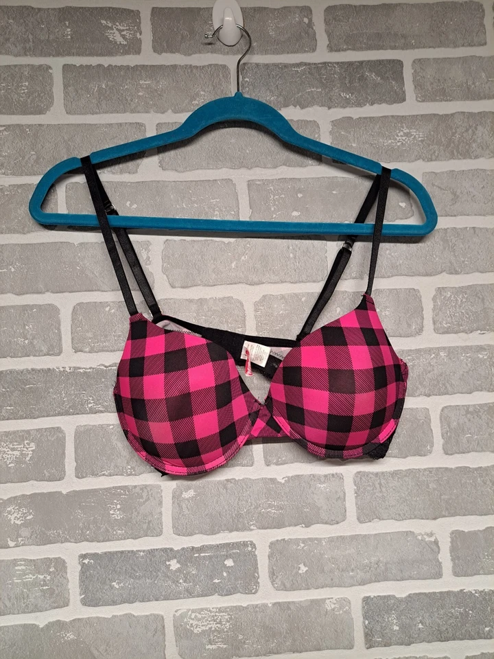 Sujetador push up negro rosa a cuadros ropa de dormir íntima para casa de muñecas para mujer talla 36D Foto 1 de 4