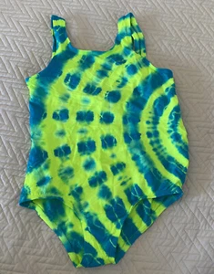 NWOT Girls Swim Fair One Piece Neon Tie Dye Swimsuit Sz 6 Made in USA - Picture 1 of 6