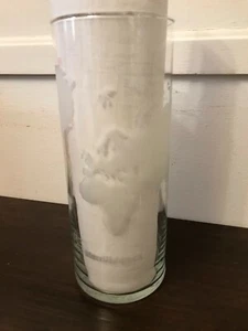 Unique Rare Merrill Lynch Glass World Map Engraved Large Flower Vase Jar - Picture 1 of 2
