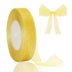3/4 Inch Gift Wrap Ribbon 50Yards Sheer Organza Ribbon Gold Gift Ribbon Organ... - Picture 1 of 7