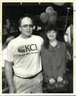 1990 Press Photo Joel Spring with Heidi Bush at Special Olympics dance, Texas