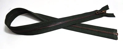 25 inch Dark Olive Green & Antique Brass #5 YKK Zipper Separating New! - Image 1 of 2