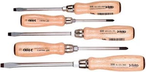 Felo 5pc Wooden Screwdriver Set 22155 Wood Grip Phillips Flat Slot Germany 335 - Picture 1 of 6
