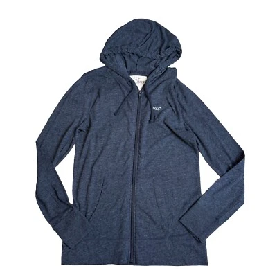 Hollister Men’s Muscle Gray Zipped Hooded Jacket Size Small Pockets Lightweight - Image 1 of 4