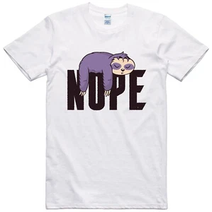 Funny Mens T Shirt Sloth Nope Lazy Person Gift Regular Fit 100% Cotton Tee - Picture 1 of 1