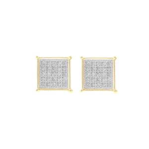 925 Silver 1/2 CT Natural Diamond Iced Out Hip Hop Stud Earrings - Picture 1 of 2