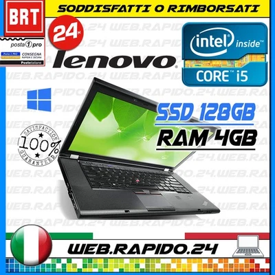 NOTEBOOK LENOVO THINKPAD T510 15.6 INTEL I5-520M RAM 4GB SSD 128GB DVD VGA WIN11 - Immagine 1 di 4
