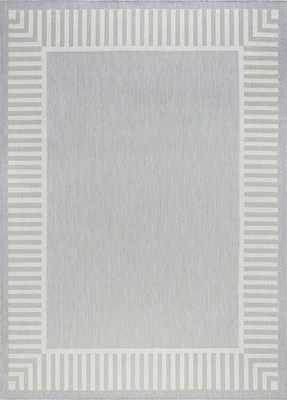 3x5 Gray Bordered Machine Made Banded Rows Solid ECO1104 - Aprx 3'11''x5'3'' - Image 1 of 2