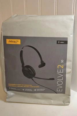 Jabra Evolve2 30 Wired Headset, Usb-c, Mono, Black Lightweight 23089-889-879 - Image 1 of 3