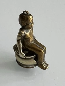 ANTIQUE NOVELTY CIGAR / CHEROOT CUTTER IN THE FORM OF LADY ON POTTY - - Picture 1 of 10