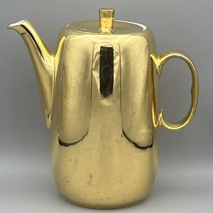 Royal Worcester gold coffee pot true porcelain England mid century modern 20cm - Picture 1 of 18