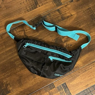 Vintage 80s 90s Case Logic Black + Turquoise Fanny Pack Adjustable  - Image 1 of 4