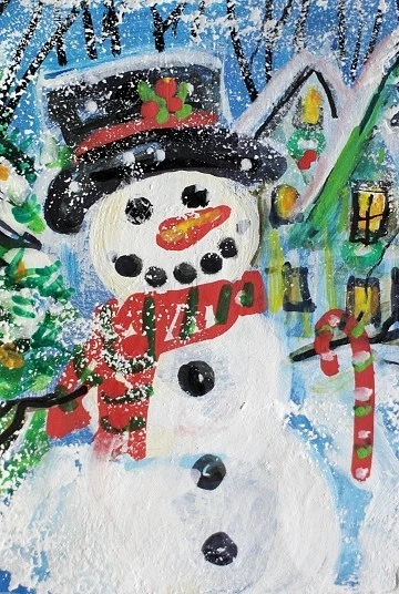 ACEO Original PINTURA Muñeco de Nieve Invierno Nieve Navidad Casas ÁRBOL Paisaje ATC ARTE Foto 1 de 1
