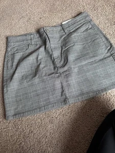 American Eagle Super Stretch High Rise Mini Skirt Black White Plaid Size 14 New - Picture 1 of 10