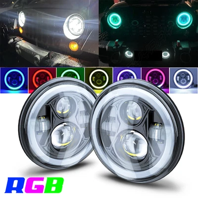 Par de faros LED redondos de 7" Halo Fit-Chevy Truck 3100 1950 1951 1952-1959 Foto 1 de 4