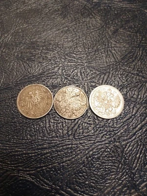 Foreign/World Silver Coins: Russian Kopek,  German Half Mark, British 6 Pence. - Image 1 of 2