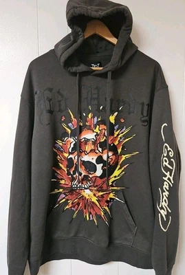 Ed Hardy Exploding Calavera Gráfica Sudadera con Capucha Forrada de Vellón Para Hombre Talla XL Foto 1 de 4
