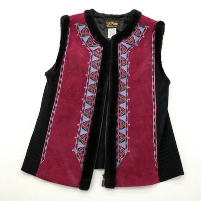 Vintage Bob Mackie Wearable Art Leather Vest with Embroidered Trim - Image 1 of 4