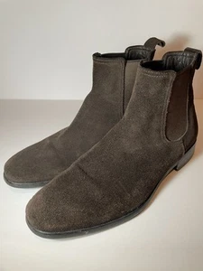 Saks Fifth Avenue Men’s Chelsea Brown Suede boots Size 9 1/2 Made In Italy - Picture 1 of 7