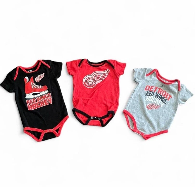 Detroit Red Wings 3 Piece Bundle Of Bodysuits 18m Vintage Well Made Official NHL - Image 1 of 4