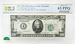 $20 1928 Federal Reserve Note Cleveland Fr 2050-D CU 63 - Picture 1 of 2