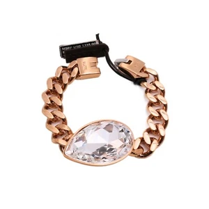 Rebecca Chain Links Bracelet with Large White Teardrop Crystal - Picture 1 of 7