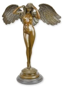 Casa Padrino Luxus Jugendstil Deko Skulptur Engel Bronze / Schwarz H. 60,7 cm - Bild 1 von 1