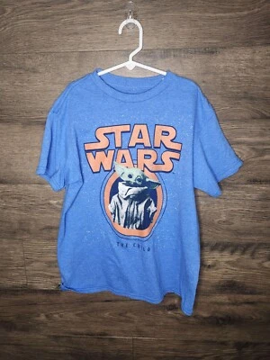 Star Wars Boys Large T Shirt Blue Short Sleeve The Mandalorian The Child  - Image 1 of 3