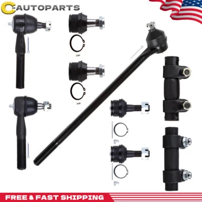 9pcs Front Steering Tie Rod Ends Ball Joints For 1980-1995 1996 Ford F-150 F-250 - Image 1 of 4