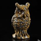 2.5" Petrified Coral Fossil Hand Carved Crystal Owl Sculpture, Crystal Healing