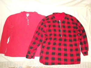 Marlboro Herren rot/schwarz kariertes Vlies 1/4 Reißverschluss Pullover ODER rot Henley Shirt - L - Bild 1 von 24