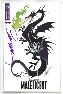 Disney Villains Maleficent #3 Dynamite 2023 Signed J Scott Campbell Var Cover O - Picture 1 of 2