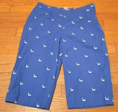 Pantalones Cortos Cabeza de Pato 6 Petite Mujer Bermudas Azul Elastizado Bordado Patos De Colección Foto 1 de 4