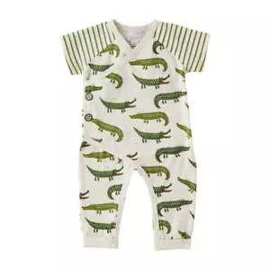 Mud Pie Baby Boy Crocodile Print Short Sleeve One Piece Outfit Size 6-9 M NEW - Picture 1 of 1