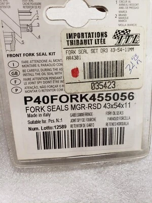 ATHENA Fork Seal 43x54x11 P40FORK455056 Ducati 748 848 916 1198 HONDA CB1000R - Image 1 of 2