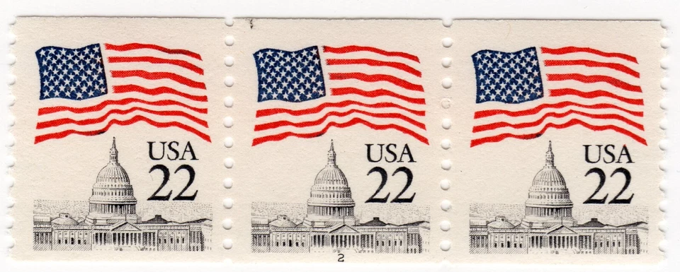 Scott #2115 Flag over Capitol Dome Plate Number Coil (PNC) of 3 Stamps - MNH - Image 1 of 1