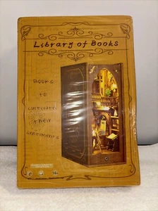 DIY LIBRARY OF BOOKS 3D Wooden Puzzle LED Light Model Kit Bookend Decoration - Picture 1 of 2