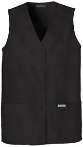 Cherokee Fashion Solids Button Front Vest 1602 BLKB Black Free Shipping